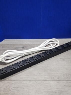 Intertek Relocatable 24" Black 15Amp Power Strip w\ 12 Outlets & 12' Cord 81202